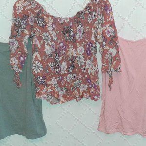 3/$15 LOT OF 3 TOPS OFF SHOULDER FLORAL BOHO BLOUSE TANK TOPS -WOMENS SIZE XL